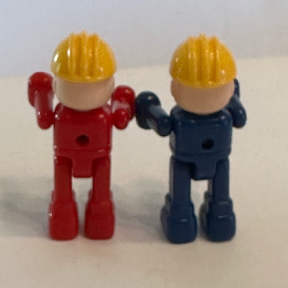 2 VTG Little People Construction Workers Hard Hat Action Figures Moving Joints - Picture 2 of 4
